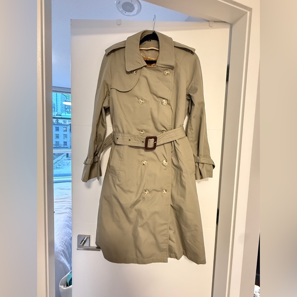 Khaki Trench Coat with Removable Plush Lining | Belted | Size Small